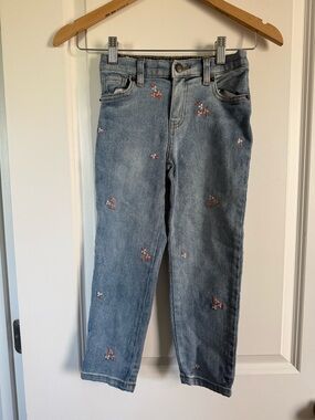 Cat & Jack Light Blue Girls' Jeans with Pink Floral Embroidery